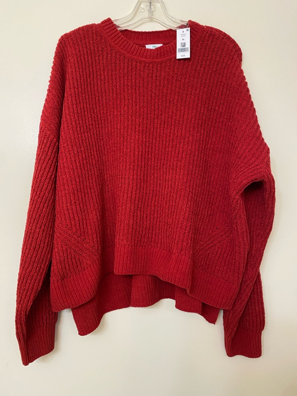 dip Red Ribbed Crewneck Sweater